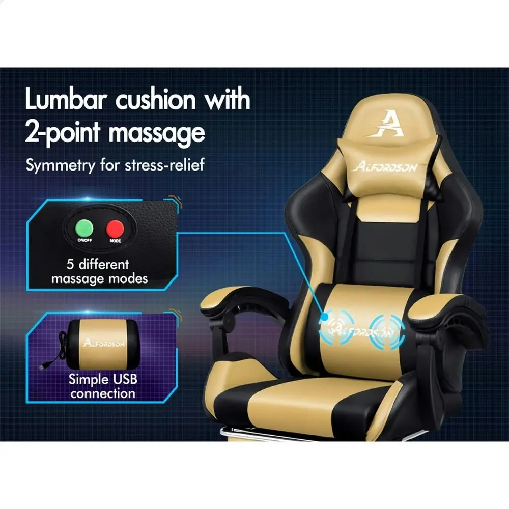 Alfordson Gaming Chair Extra Large Pillow Elite Black & Gold