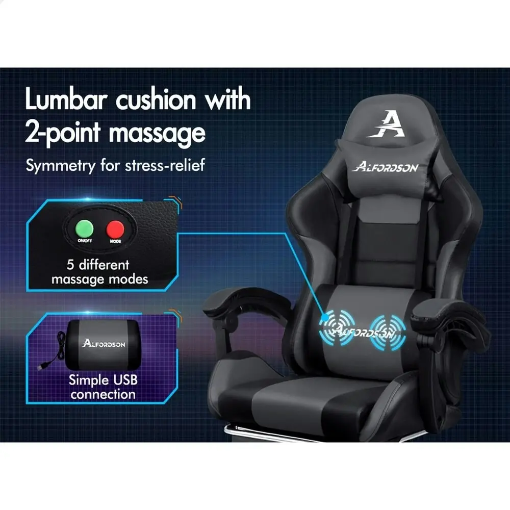 Alfordson Gaming Chair Extra Large Pillow Elite Black & Grey