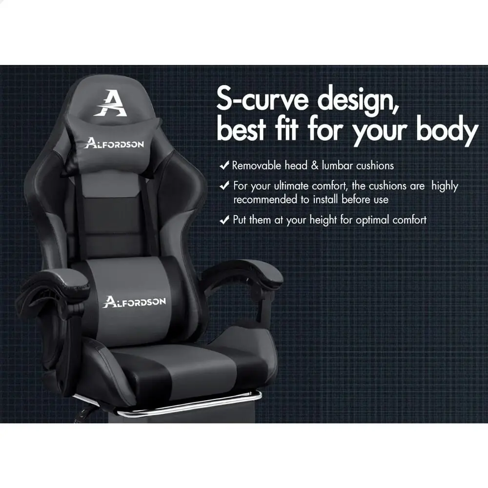 Alfordson Gaming Chair Extra Large Pillow Elite Black & Grey