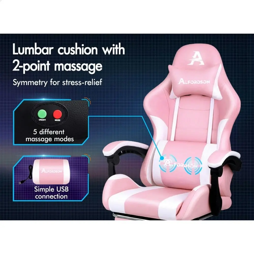 Alfordson Gaming Chair Extra Large Pillow Elite Pink & White