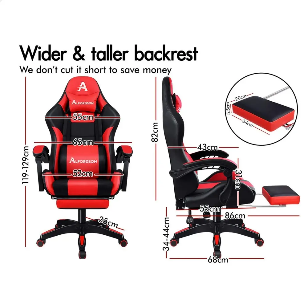 Alfordson Gaming Chair Extra Large Pillow Elite Black & Red