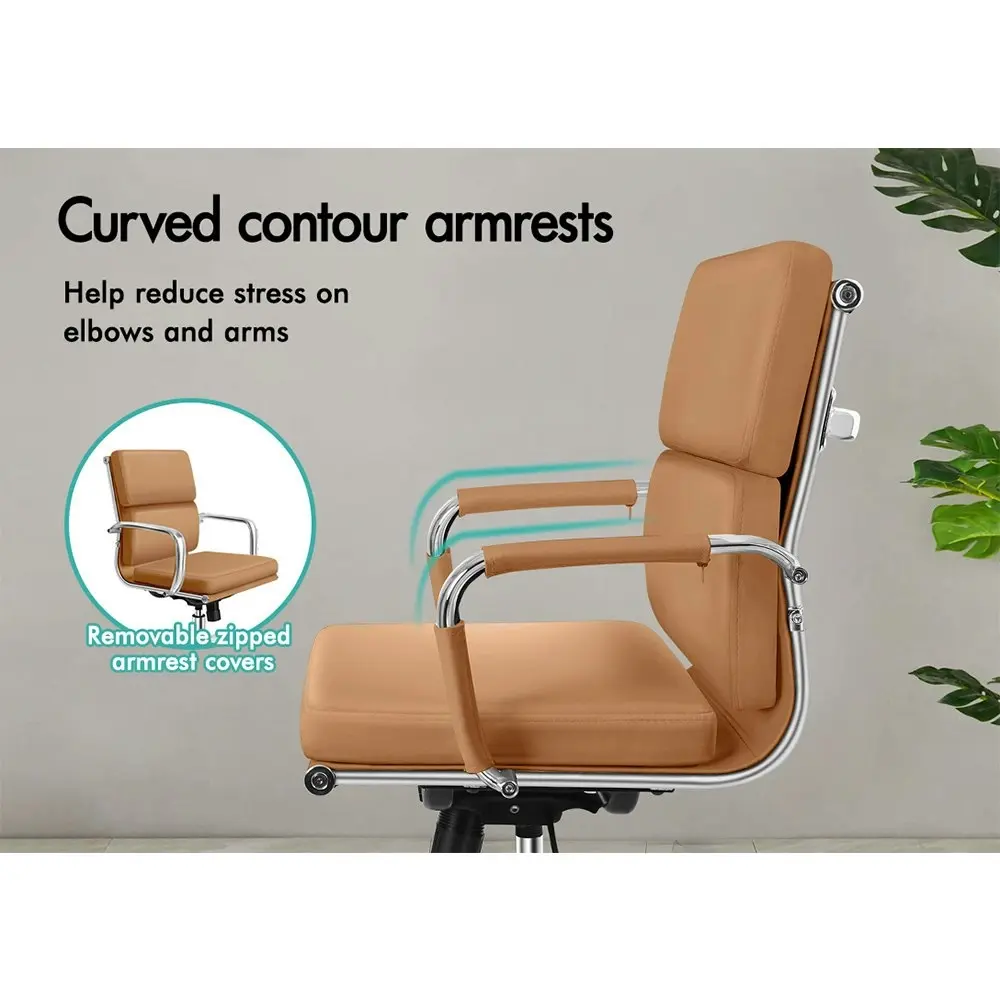 Alfordson Ergonomic Padded Mid Back Executive Office Chair Brown