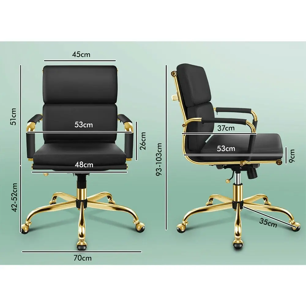 Alfordson Ergonomic Padded Mid Back Executive Office Chair Gold Black