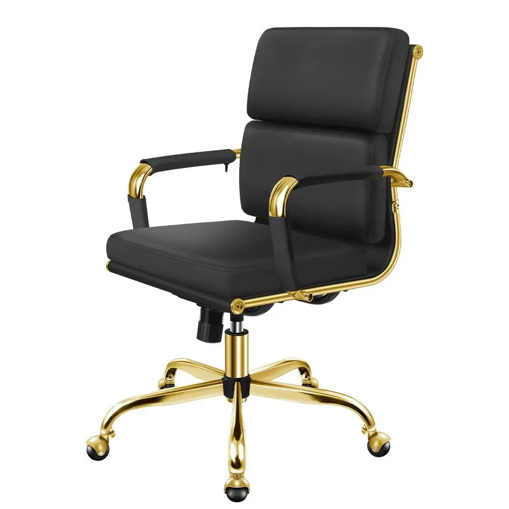 Alfordson Ergonomic Padded Mid Back Executive Office Chair Gold Black