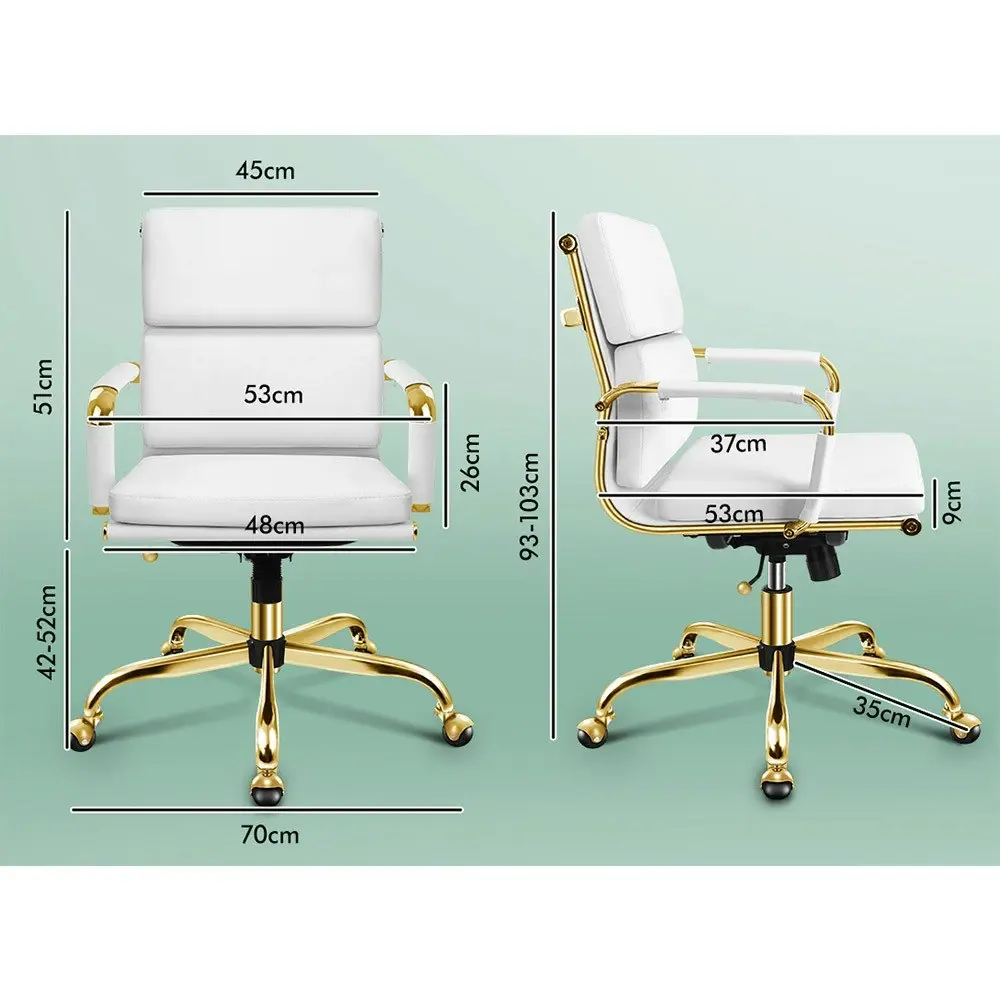 Alfordson Ergonomic Padded Mid Back Executive Office Chair Gold White