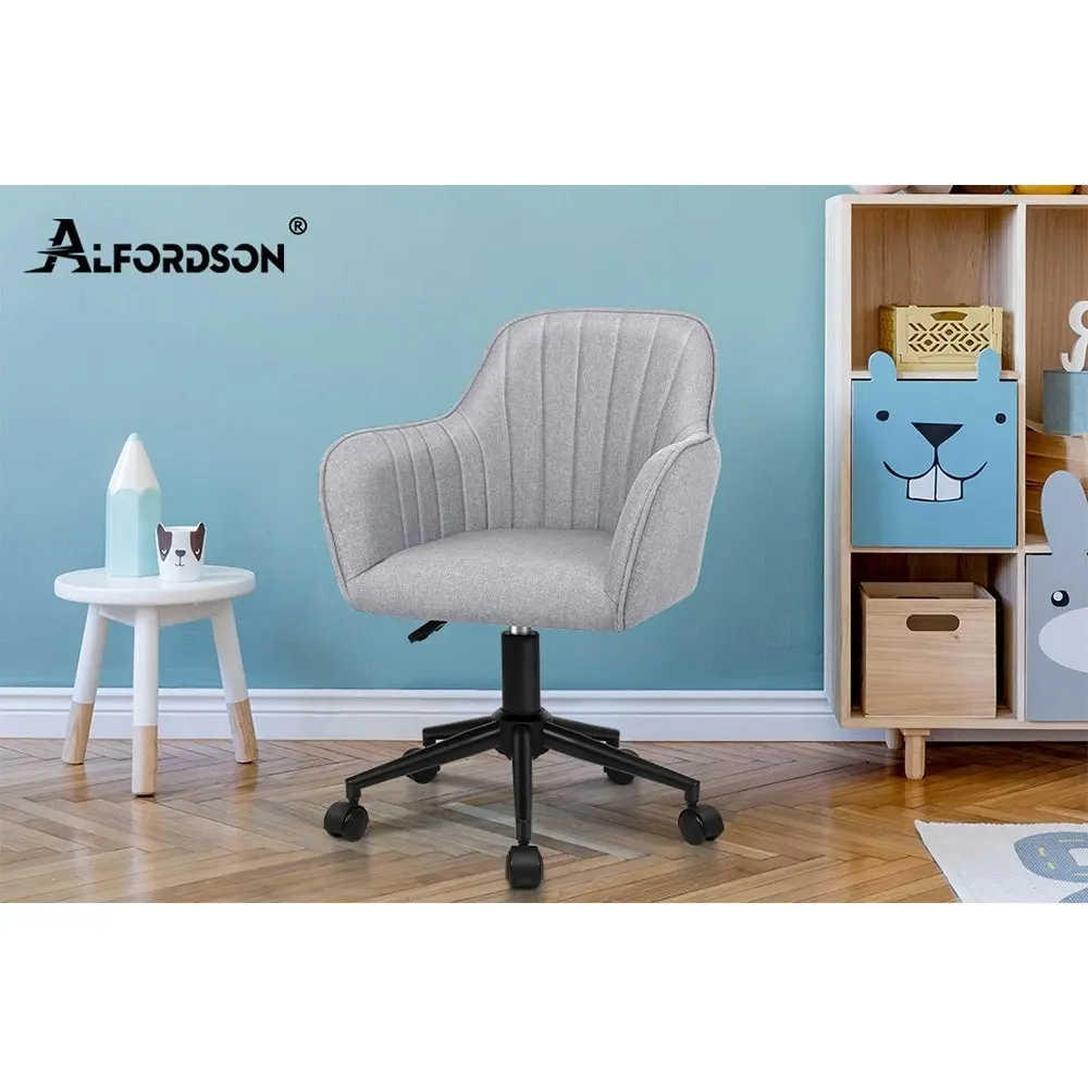 Alfordson Office Chair Fabric Armchair Alvis Light Grey