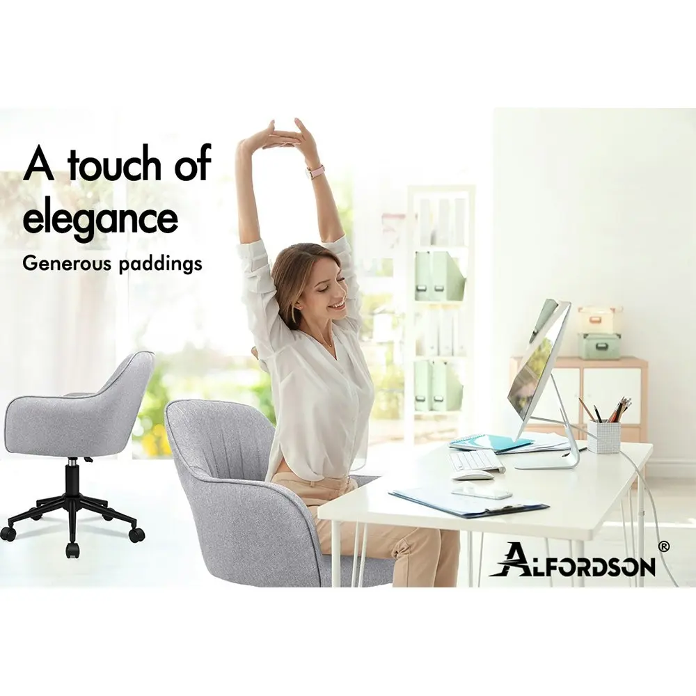 Alfordson Office Chair Fabric Armchair Alvis Light Grey