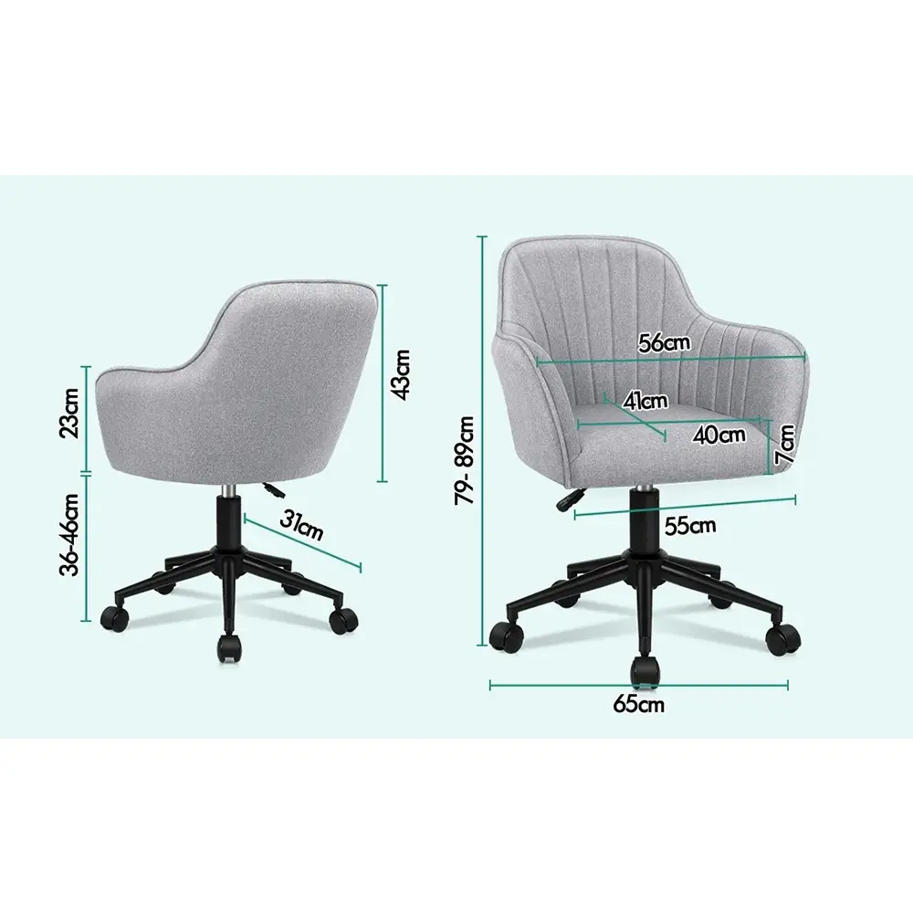 Alfordson Office Chair Fabric Armchair Alvis Light Grey