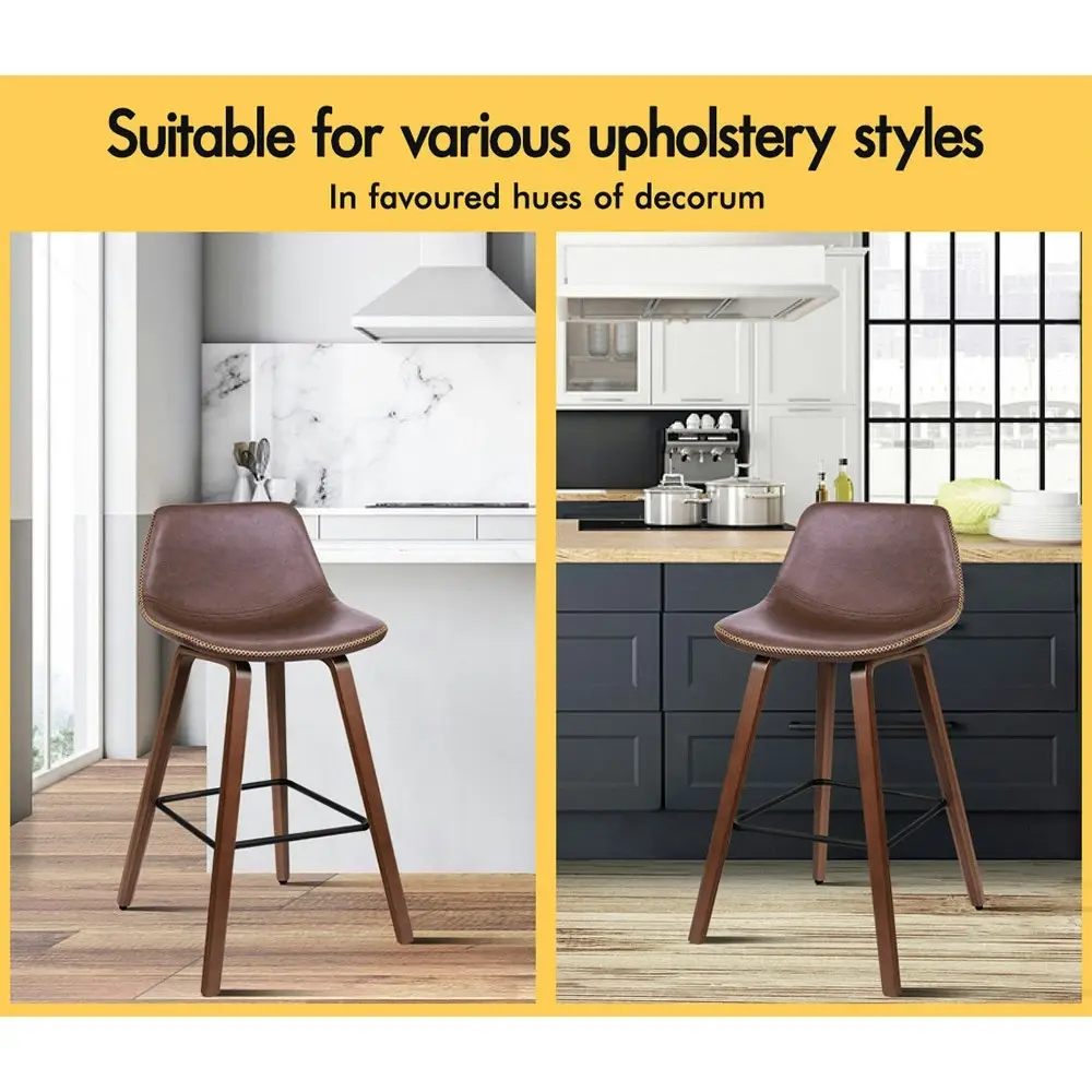 Alfordson Bar Stools Embellished Stitching Coffee Noah x2