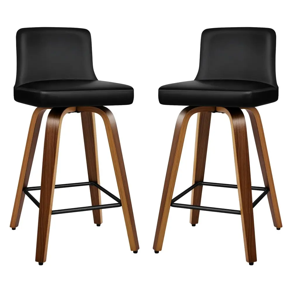 Alfordson Set of 2 Bailey Mid-back Bar Stools (Black)