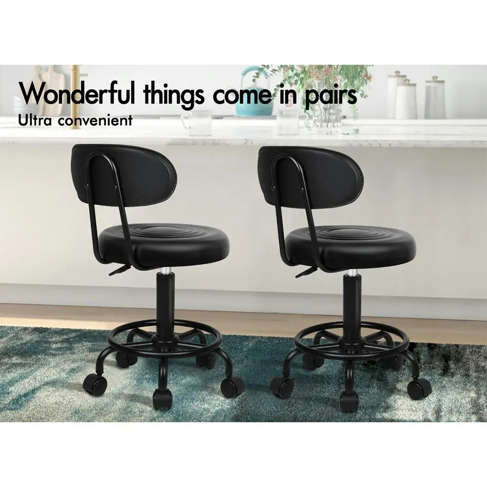 Alfordson Salon Stool Back Swivel All Black