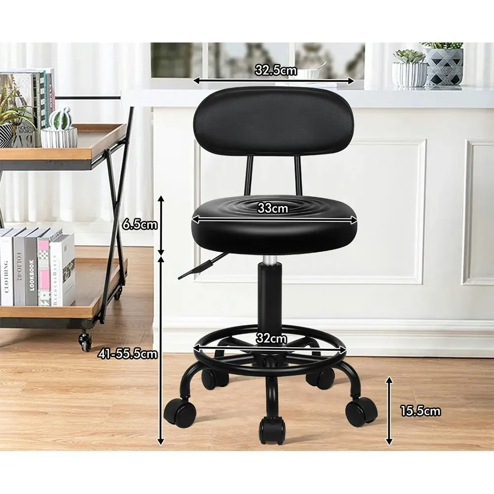 Alfordson Salon Stool Back Swivel All Black