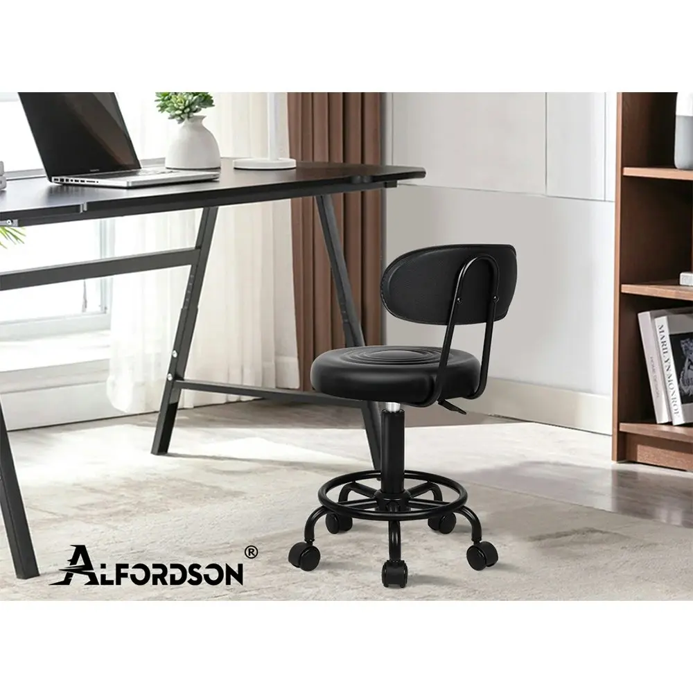 Alfordson Salon Stool Back Swivel All Black