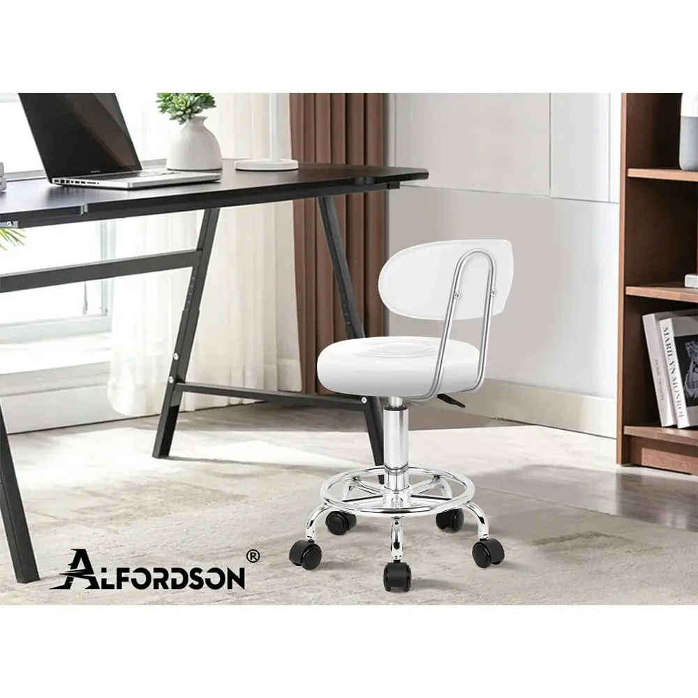 Alfordson Salon Stool Round Swivel Barber Hair Dress Chair Declan White