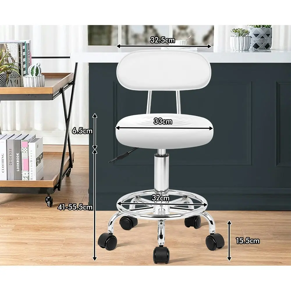 Alfordson Salon Stool Round Swivel Barber Hair Dress Chair Declan White