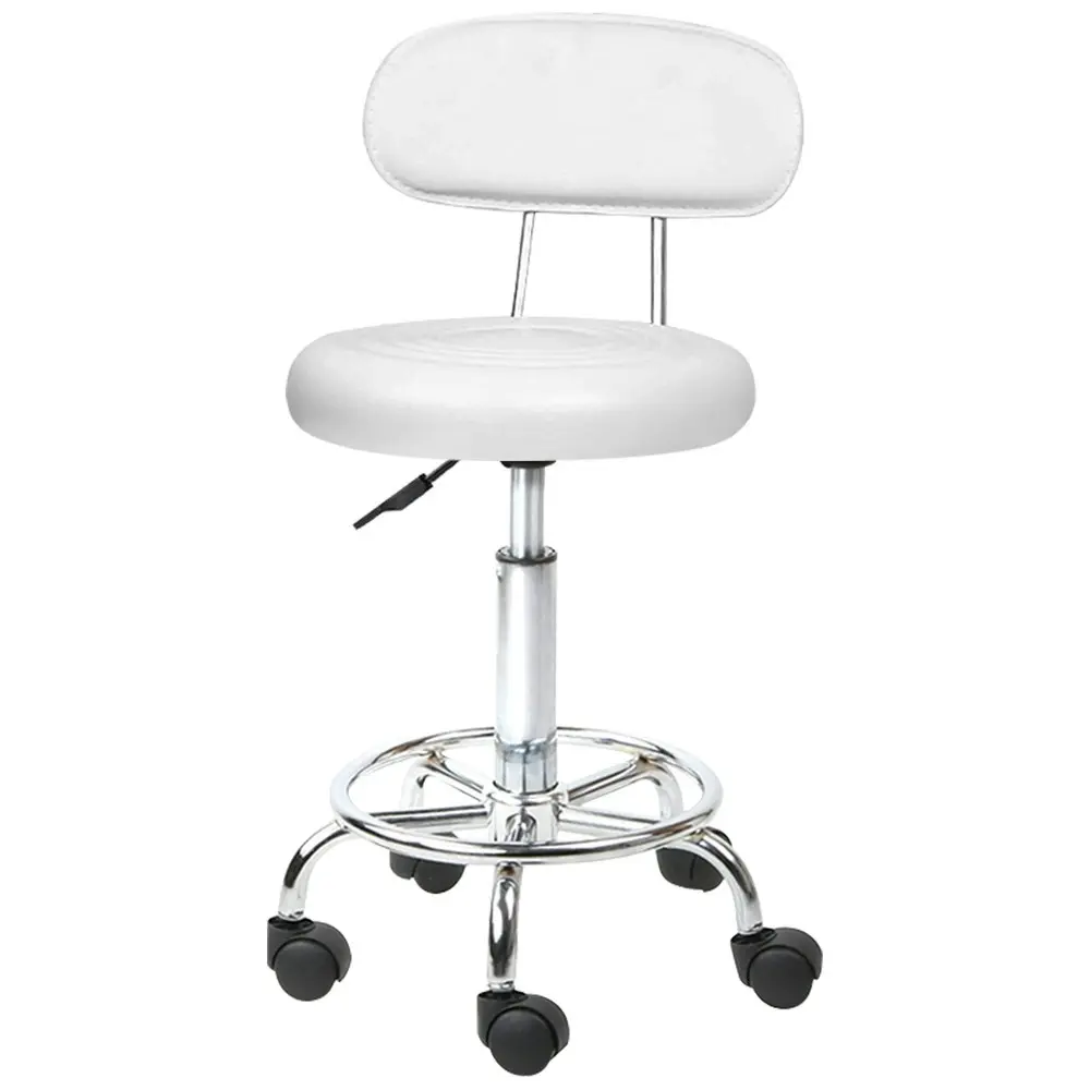 Alfordson Salon Stool Round Swivel Barber Hair Dress Chair Declan White