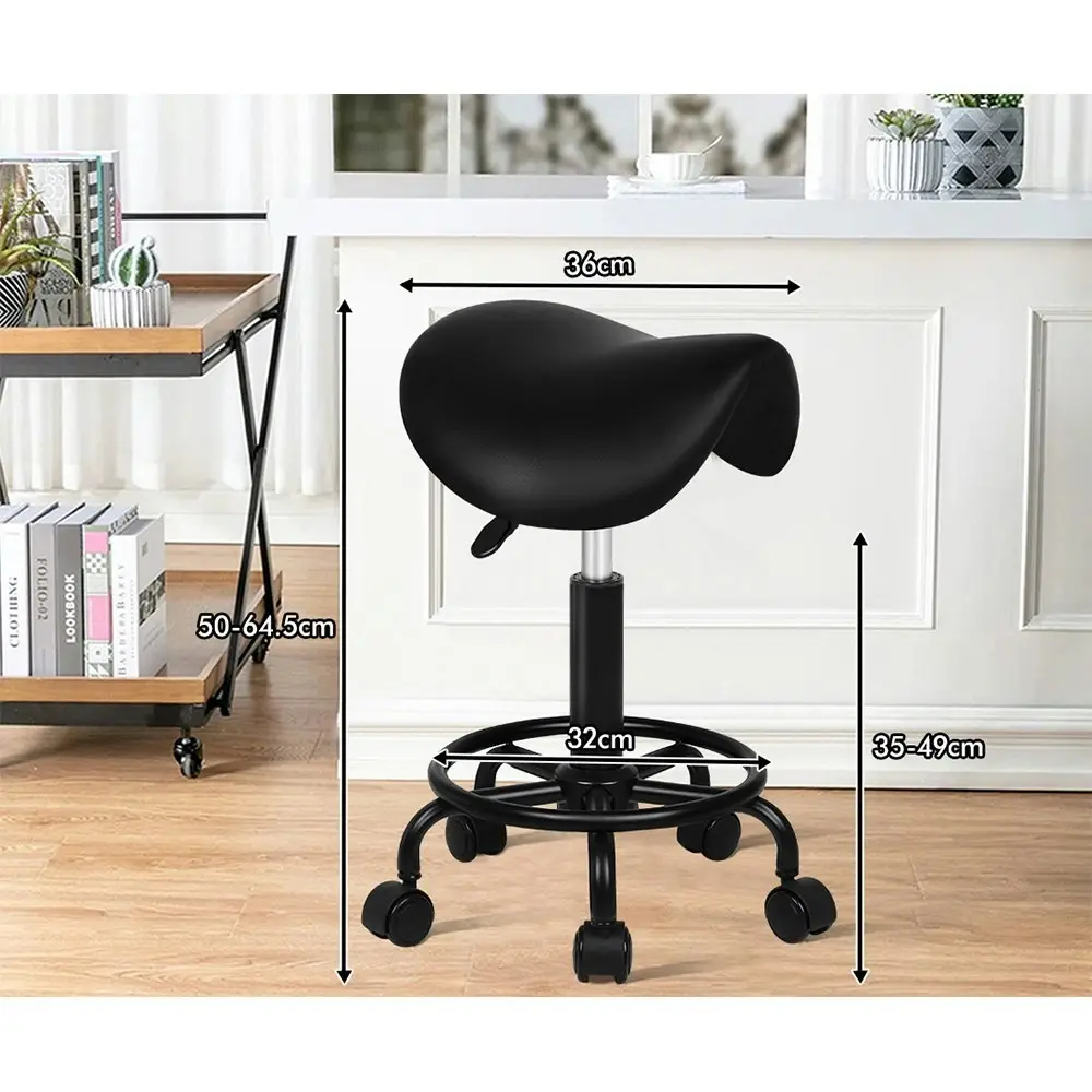 Alfordson Salon Stool Saddle Swivel Barber Hair Dress Chair Sierra All Black