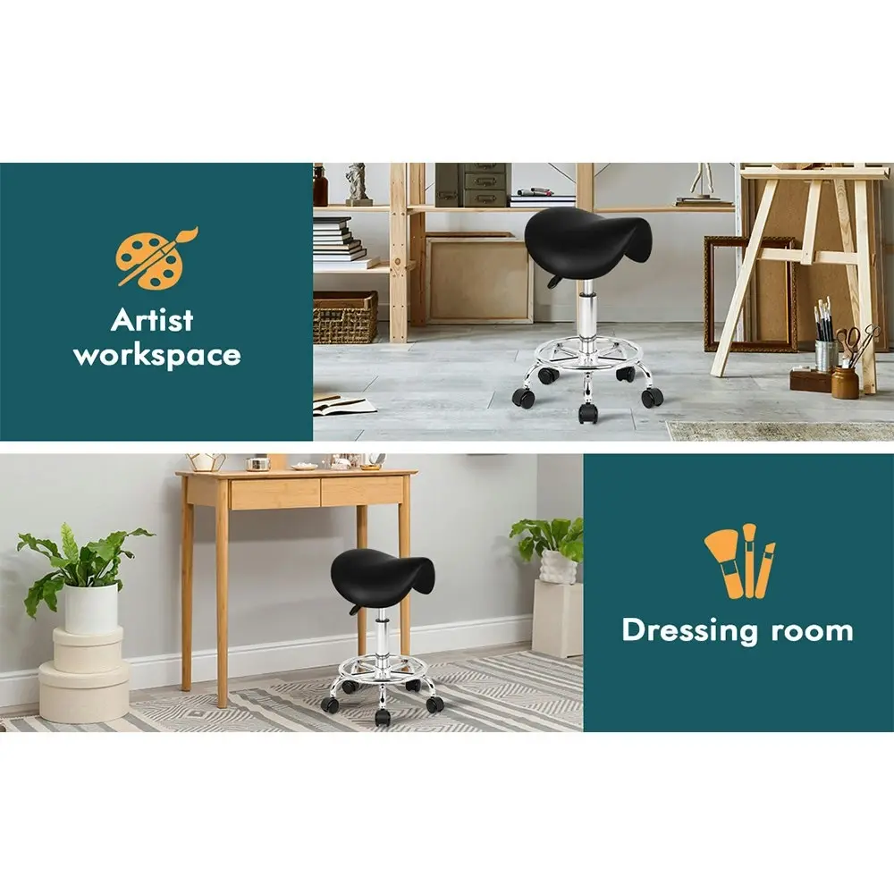 Alfordson Salon Stool Saddle Swivel Barber Hair Dress Chair Sierra Black