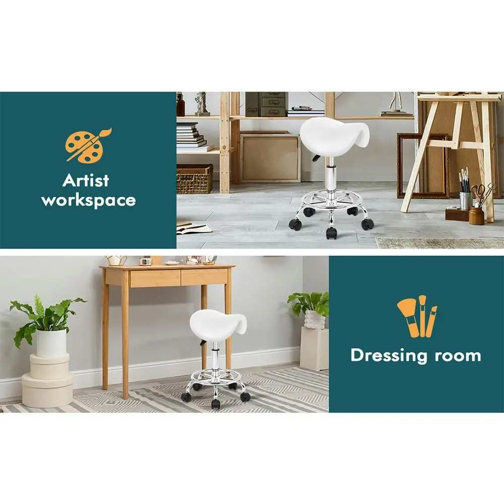 Alfordson Salon Stool Saddle Swivel Barber Hair Dress Chair Sierra White