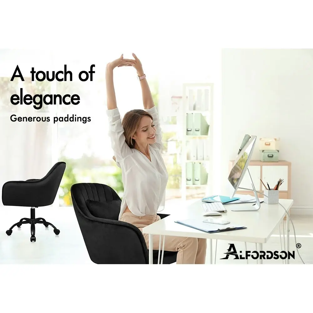 Alfordson Velvet Office Chair Orla Black