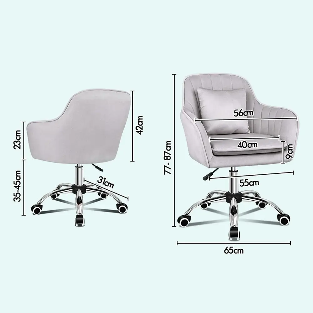 Alfordson Velvet Office Chair Orla Grey