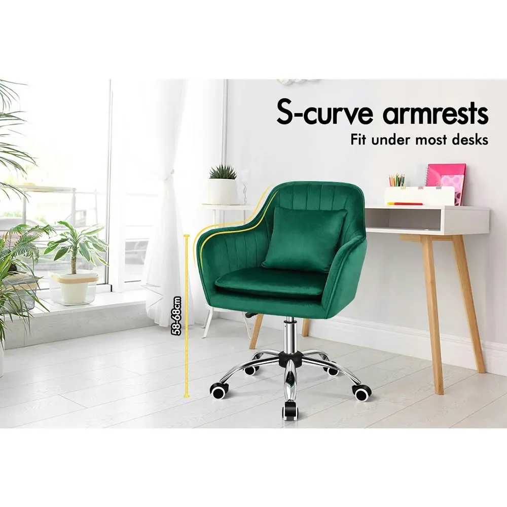 Alfordson Velvet Office Chair Orla Green