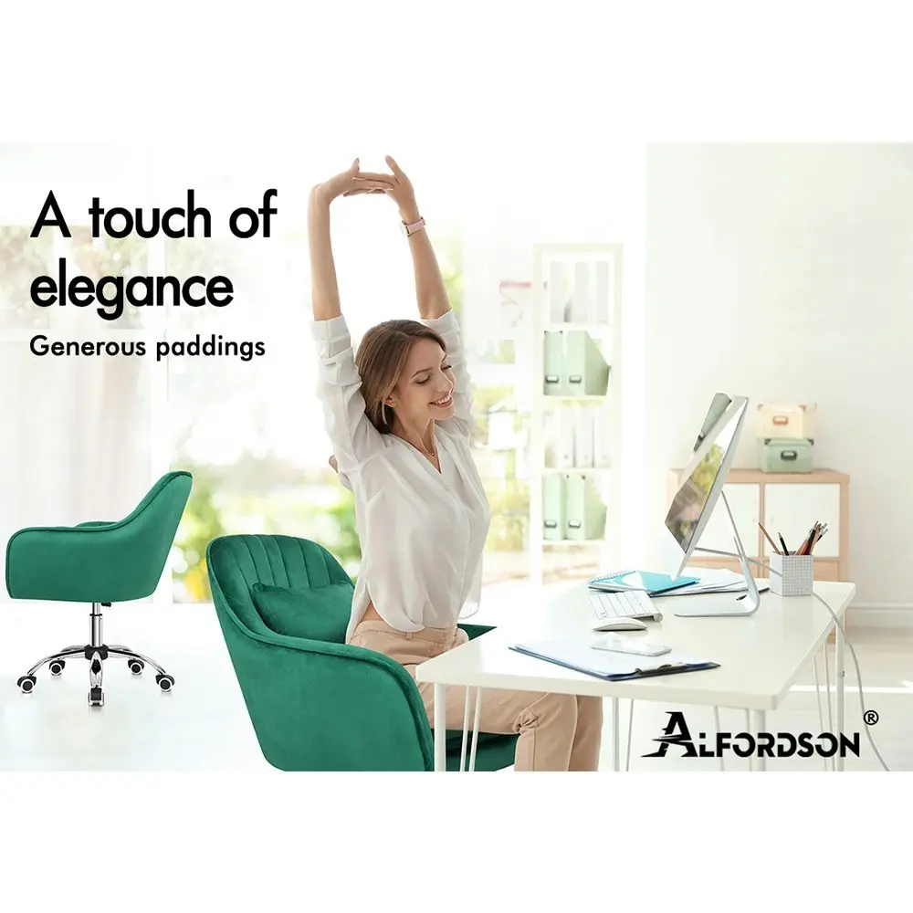 Alfordson Velvet Office Chair Orla Green