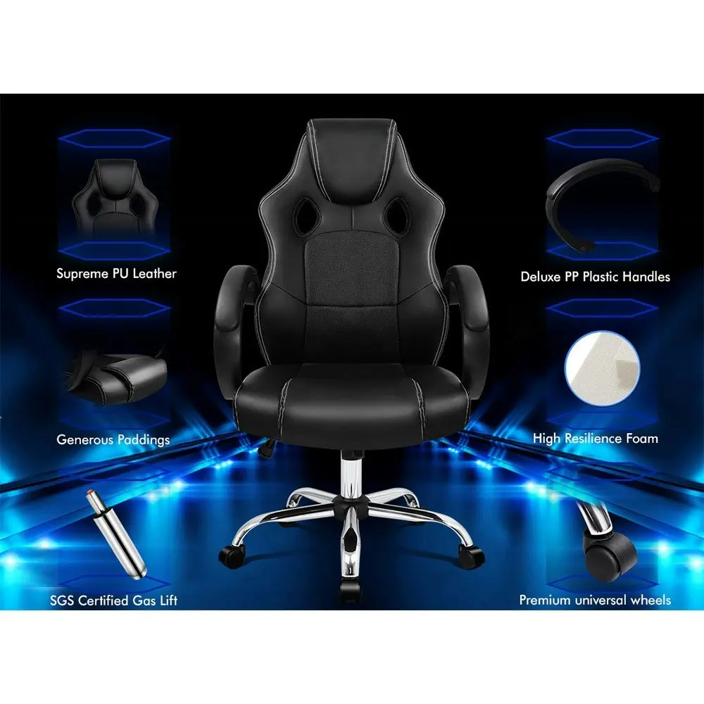 Alfordson Office Chair Executive PU Leather Mesh Seat Black