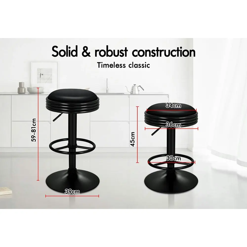 Alfordson Bar Stools Backless Swivel All Black Sade x4