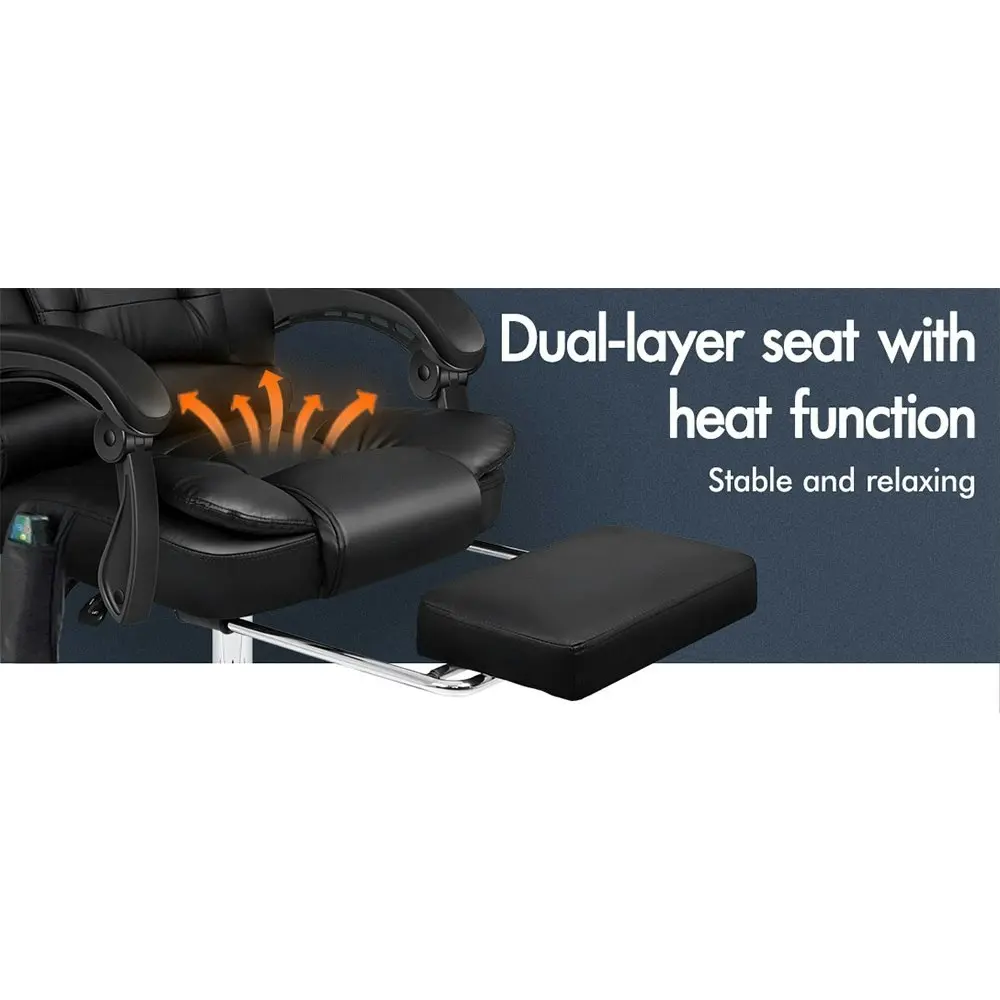 Alfordson 8-Point Massage Office Chair Heated Seat Executive PU Leather Black