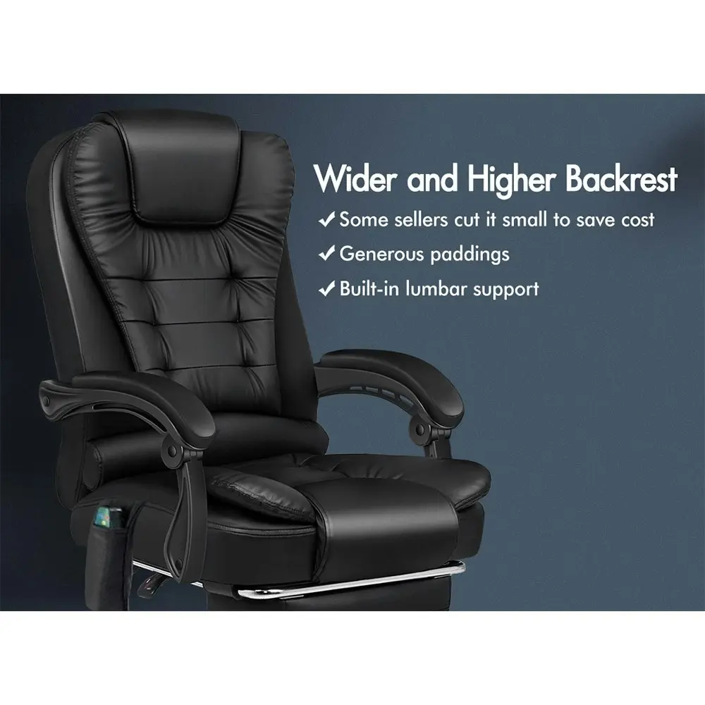 Alfordson 8-Point Massage Office Chair Heated Seat Executive PU Leather Black