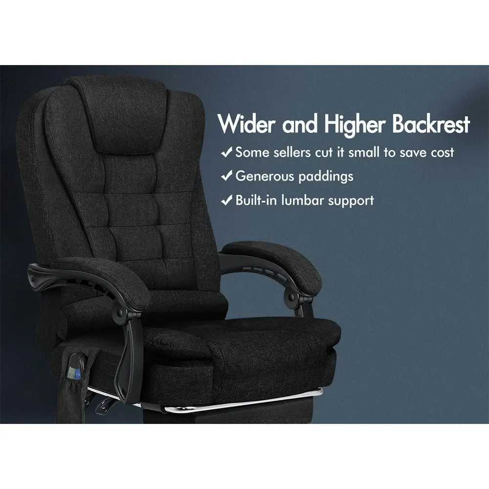 Alfordson 8-Point Massage Office Chair Heated Seat Executive Fabric Black