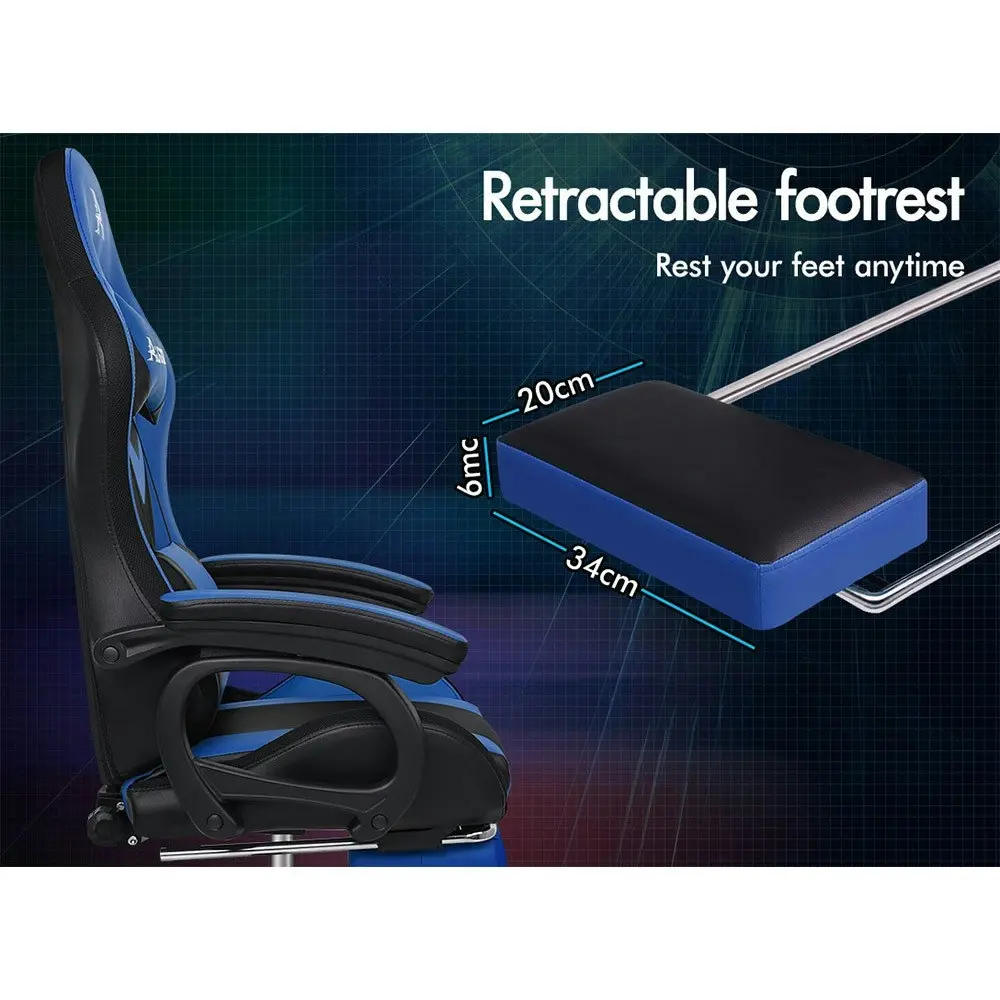 Alfordson Gaming Chair with 8-Point Massage 12 RGB LED Black & Blue