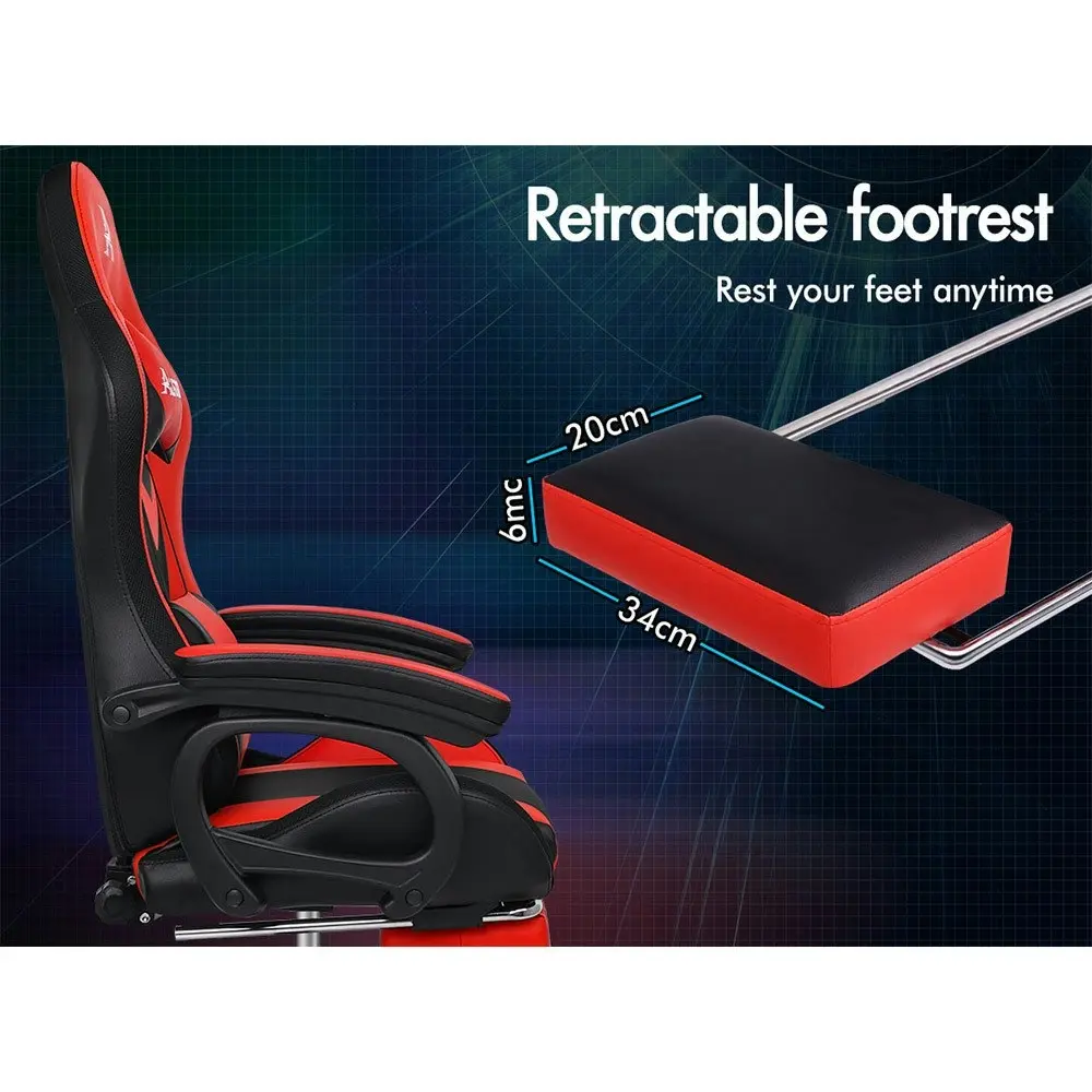 Alfordson Gaming Chair with 8-Point Massage 12 RGB LED Black & Red