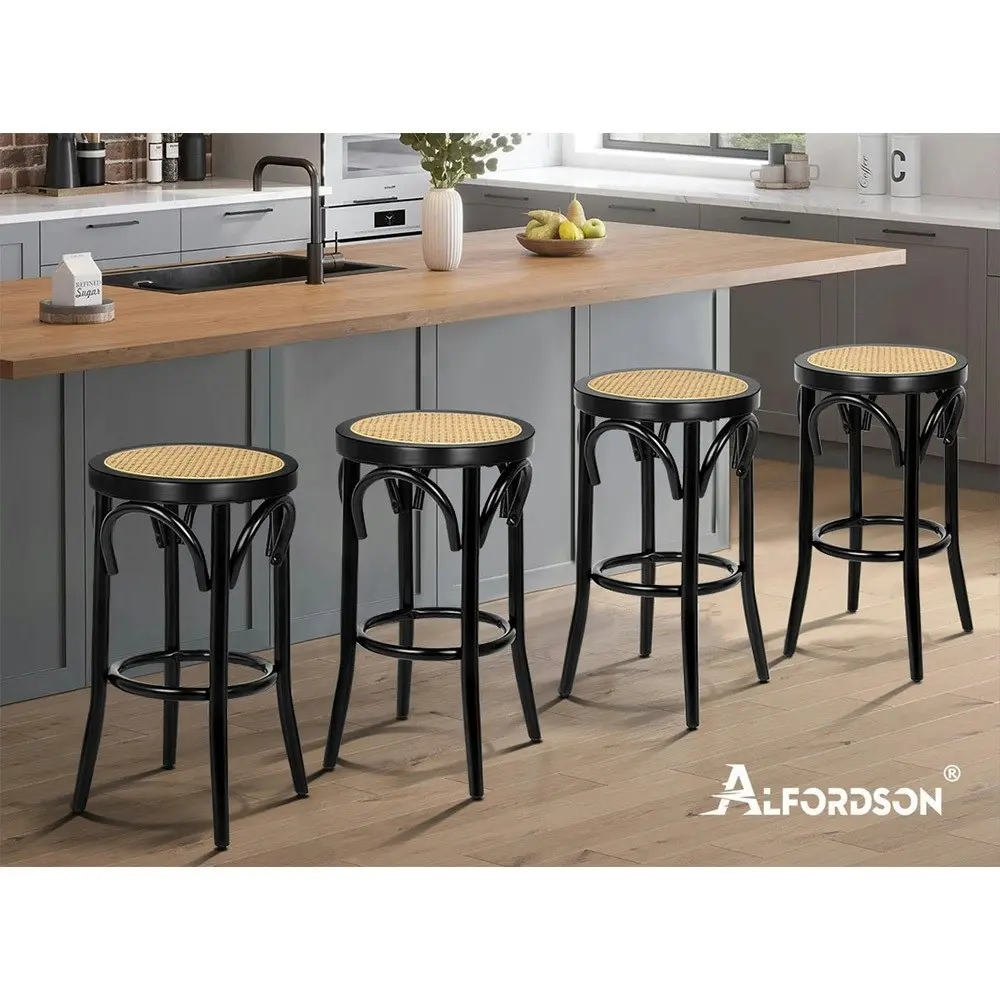 Alfordson Bar Stool Rattan Seat Wooden