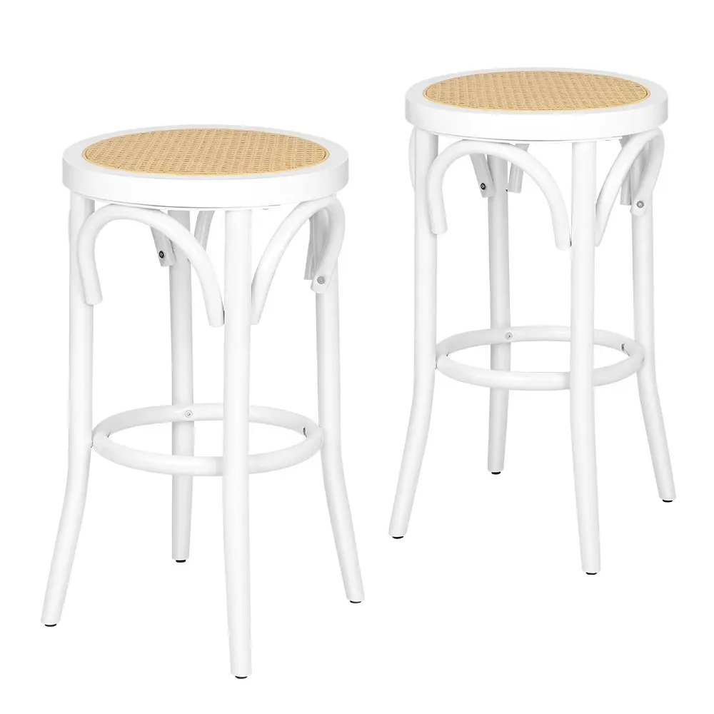 Alfordson Bar Stools Sets of 2 Rattan Mesh Seat White