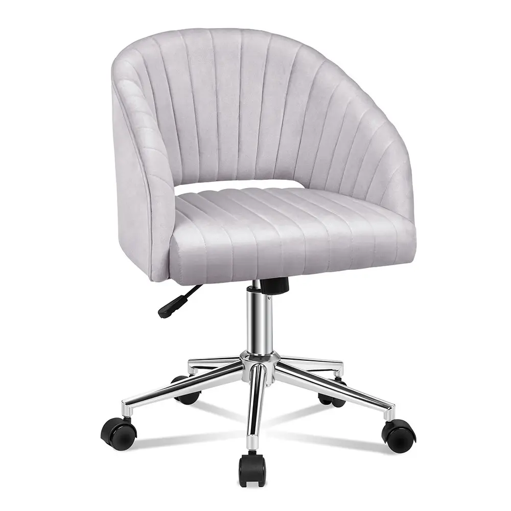 Alfordson Velvet Office Chair Home Office Mid Back Grey