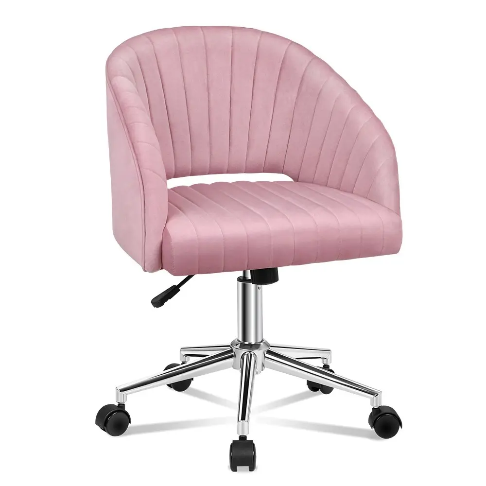 Alfordson Velvet Office Chair Home Office Mid Back Pink