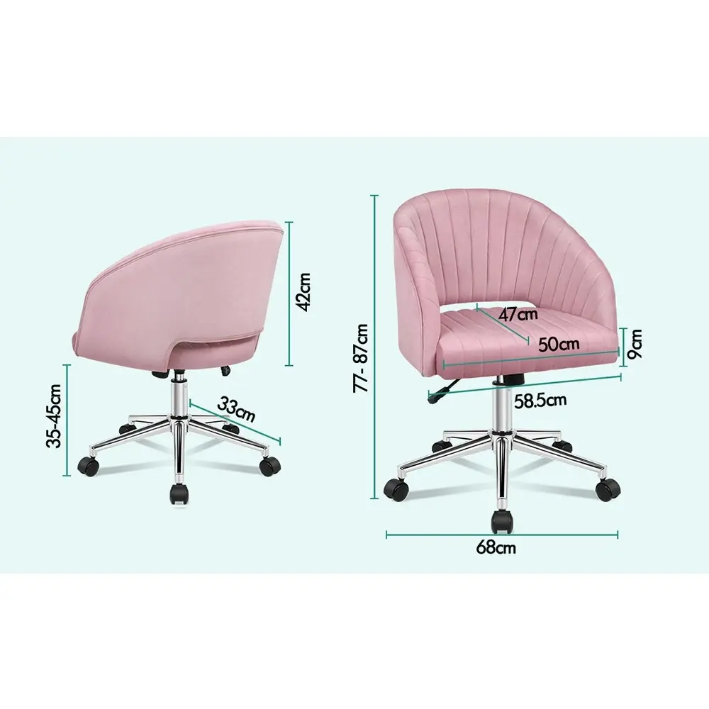 Alfordson Velvet Office Chair Home Office Mid Back Pink