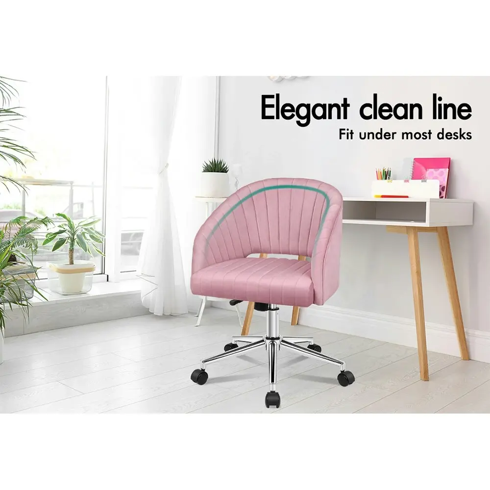 Alfordson Velvet Office Chair Home Office Mid Back Pink