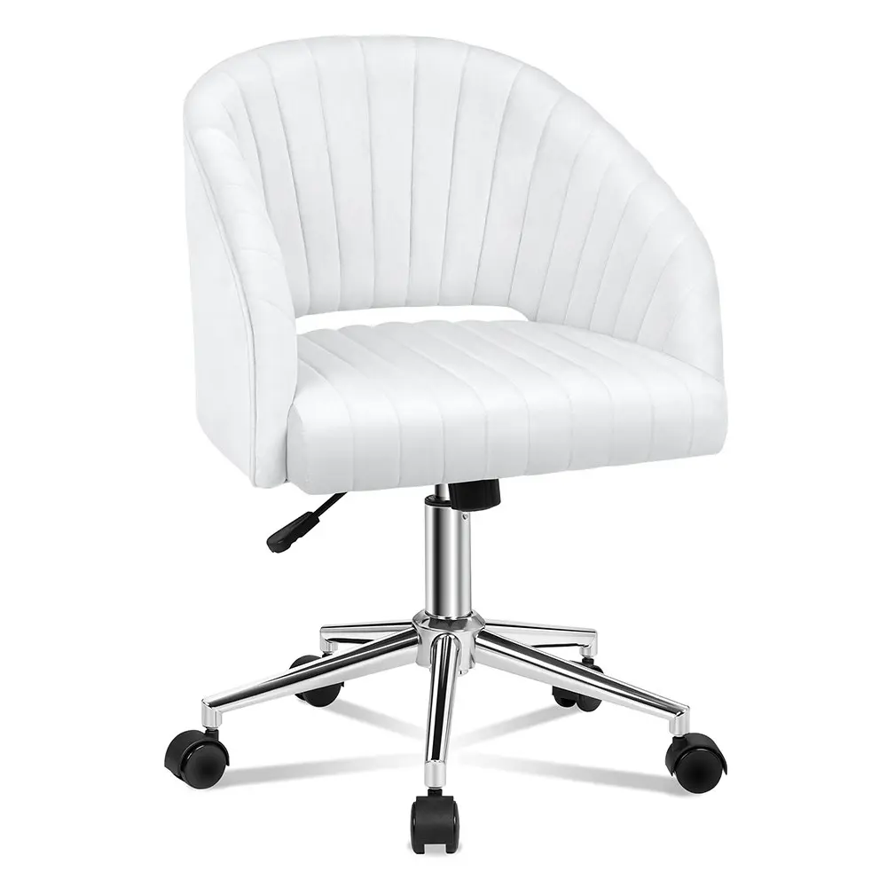 Alfordson Velvet Office Chair Home Office Mid Back White