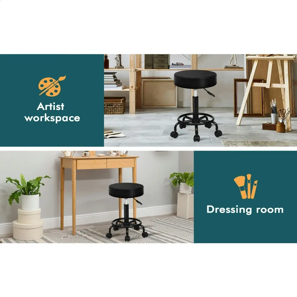 Alfordson Salon Stool Round Swivel All Black