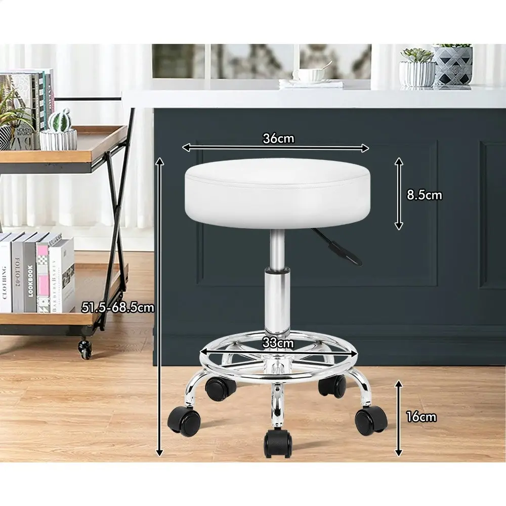 Alfordson Salon Stool Round Swivel Barber Hair Dress Chair Gas Lift White