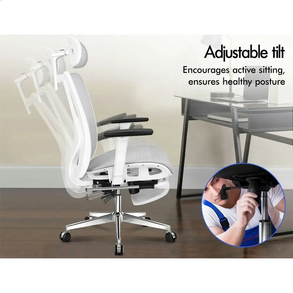 Alfordson Ergonomic Executive Mesh Office Chair White Grey