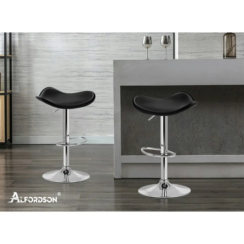 Alfordson Bar Stools Kitchen Swivel Black Portia x2