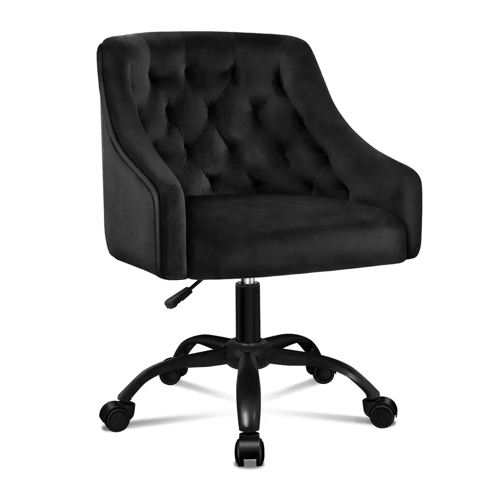 Alfordson Velvet Office Chair for Work Mid Back Black