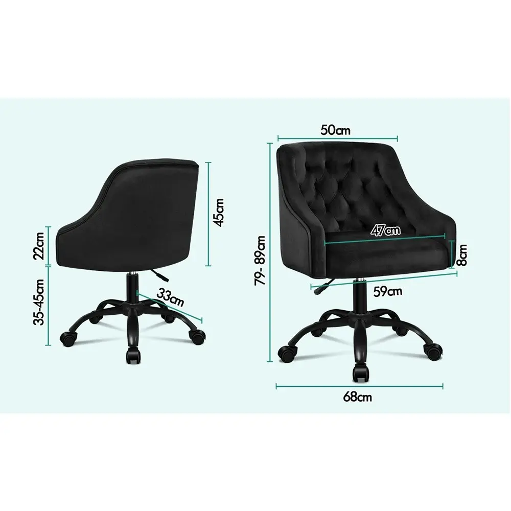 Alfordson Velvet Office Chair for Work Mid Back Black