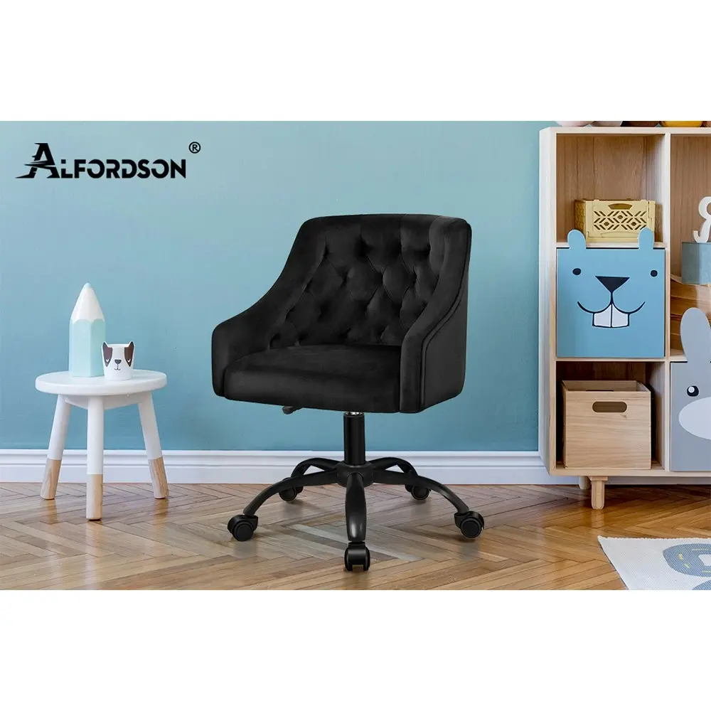 Alfordson Velvet Office Chair for Work Mid Back Black