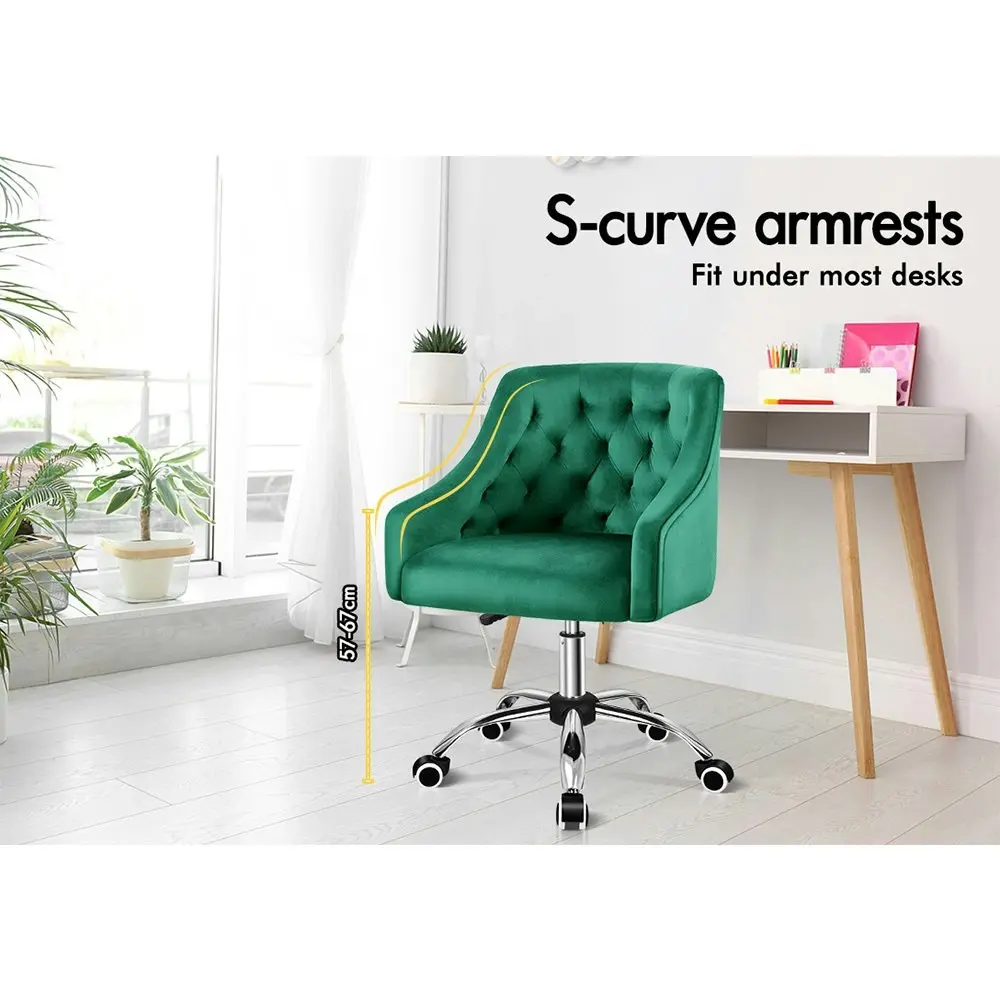 Alfordson Velvet Office Chair for Work Mid Back Jade