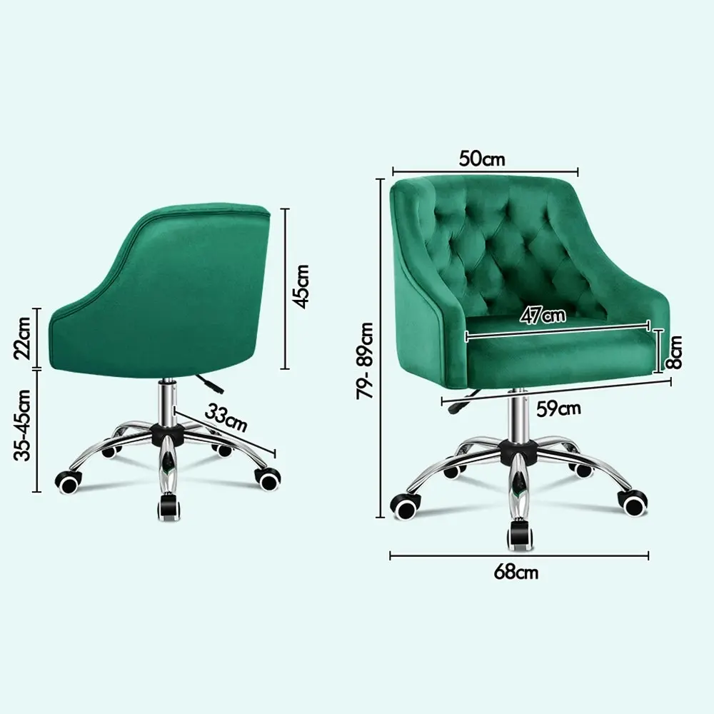 Alfordson Velvet Office Chair for Work Mid Back Jade